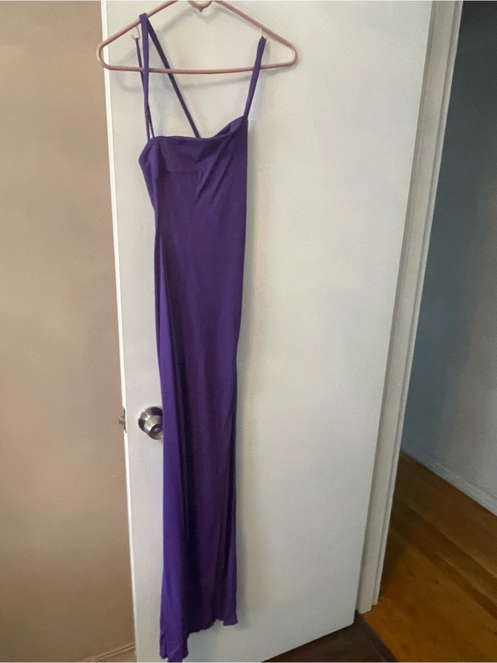 Elegant Purple Maxi Slip Dress with Spaghetti Straps